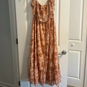 Lulus Blush Floral Print Off-the-Shoulder Maxi Dress Women’s XL (Worn Once)